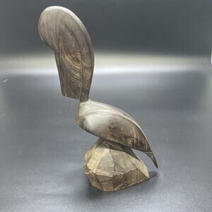 Vtg Ironwood Pelican Sculpture 10" Hand Carved Mexican Folk Art MCM Minimalist